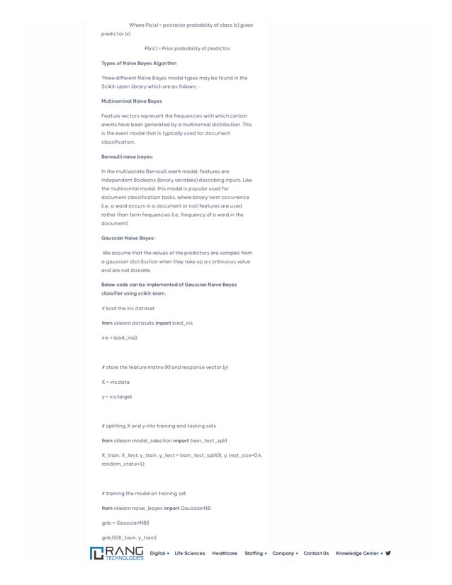 NAIVE BAYES ALGORITHM | PDF