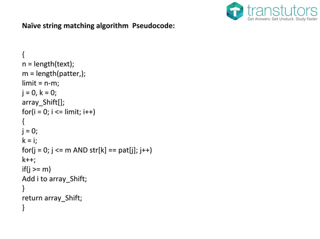 Naive String Matching Algorithm | Computer Science
