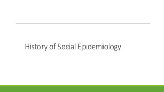 History of Social Epidemiology
 