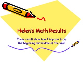 Helen’s Math Results These result show how I improve from the beginning and middle of the year 