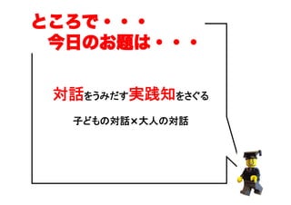 対話をうみだす実践知をさぐる
子どもの対話×大人の対話
ところで・・・
 今日のお題は・・・
 