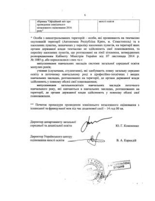 Наказ про затвердження Календарного плану підготовки та проведення ЗНО у 2016 році.