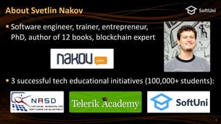 2
 Software engineer, trainer, entrepreneur,
PhD, author of 12 books, blockchain expert
 3 successful tech educational i...
