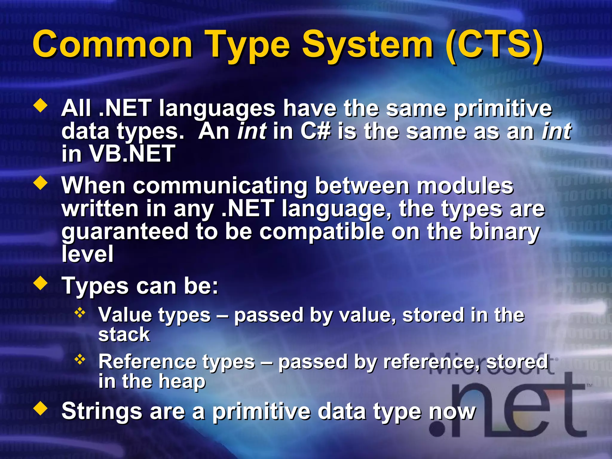Microsoft .NET Framework | PPT | Programming Languages | Computing