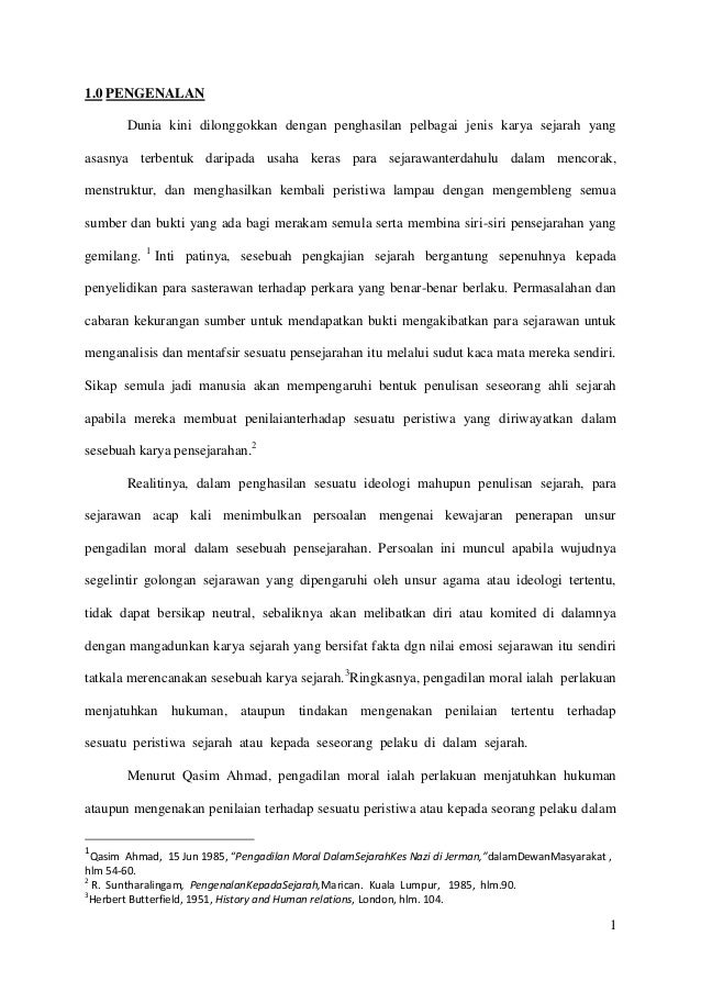 Penolakan Pengadilan Moral Dalam Pensejarahan Oleh Sesetengah Sarjana