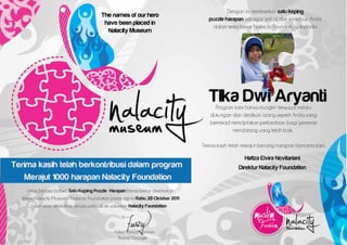 The names of our hero
 have been placed in
  Nalacity Museum




                        TIka Dwi Aryanti
 