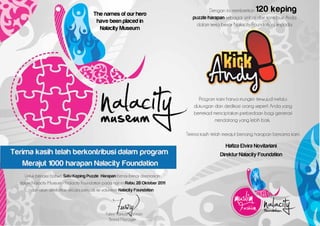 The names of our hero
                        120 keping
 have been placed in
  Nalacity Museum
 