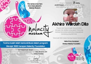 The names of our hero
                                  2
 have been placed in
  Nalacity Museum




                        Akhira Wardah Dita
 