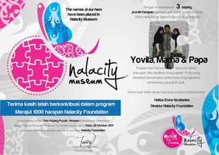 The names of our hero
                                   3
 have been placed in
  Nalacity Museum




                        Yovita, Mama & Papa
 