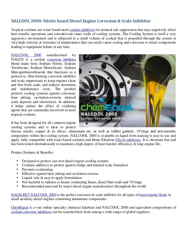 NALCOOL 2000 Nitrite based Diesel Engine Corrosion & Scale Inhibitor