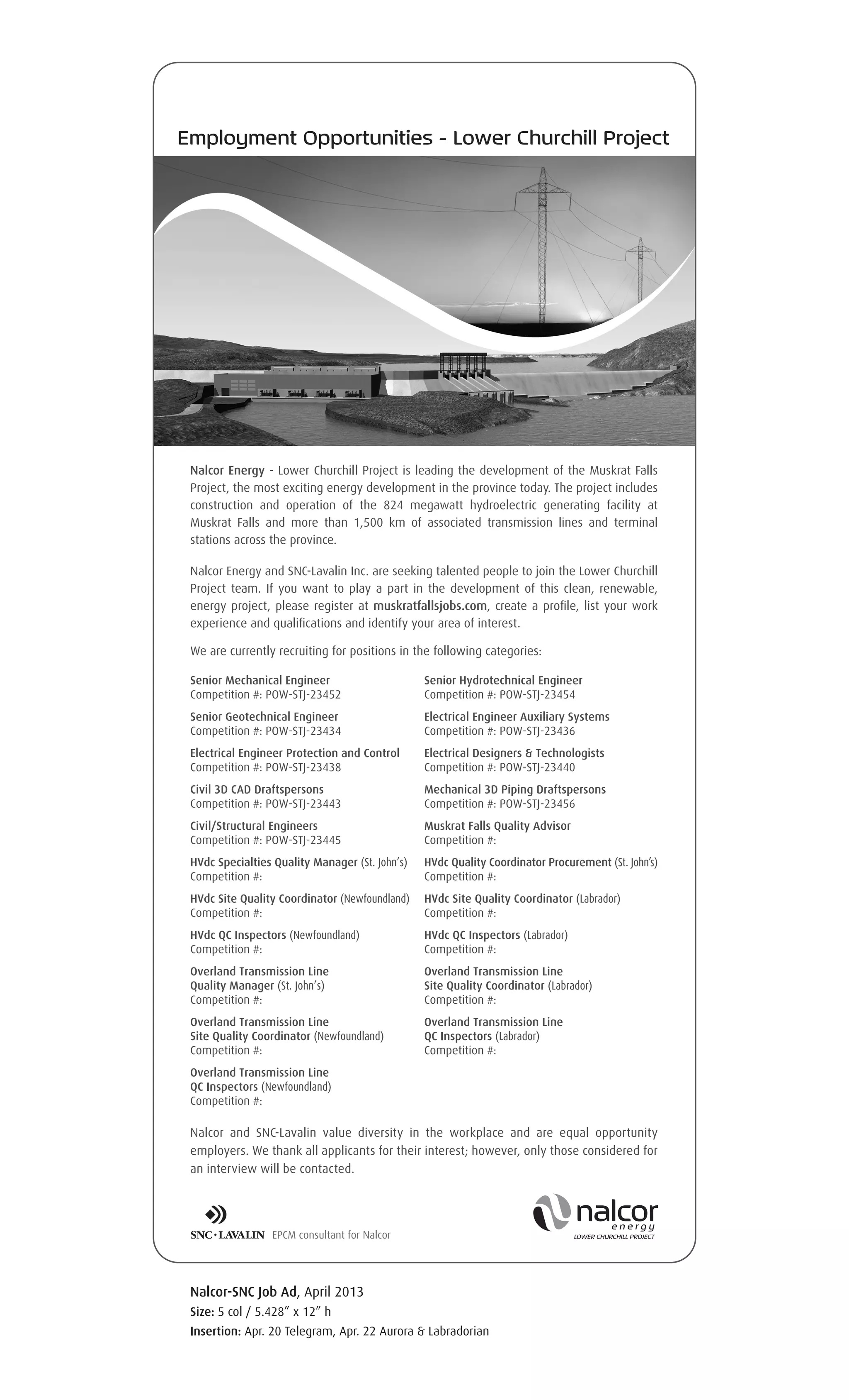 Nalcor snc job ad PDF