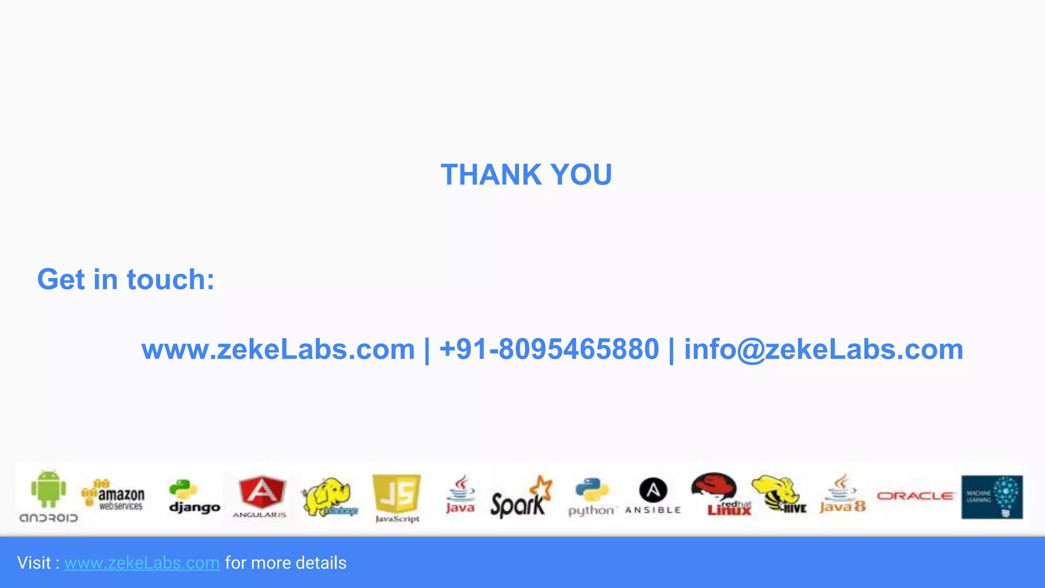 Visit : www.zekeLabs.com for more details
THANK YOU
Get in touch:
www.zekeLabs.com | +91-8095465880 | info@zekeLabs.com
 