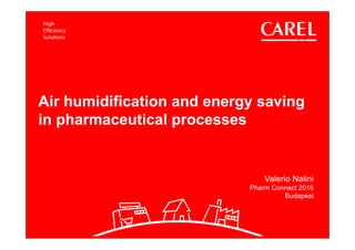 Air humidification and energy saving
in pharmaceutical processes
Valerio Nalini
Pharm Connect 2016
Budapest
 