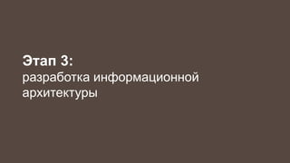 Этап 3: 
разработка информационной 
архитектуры 
 