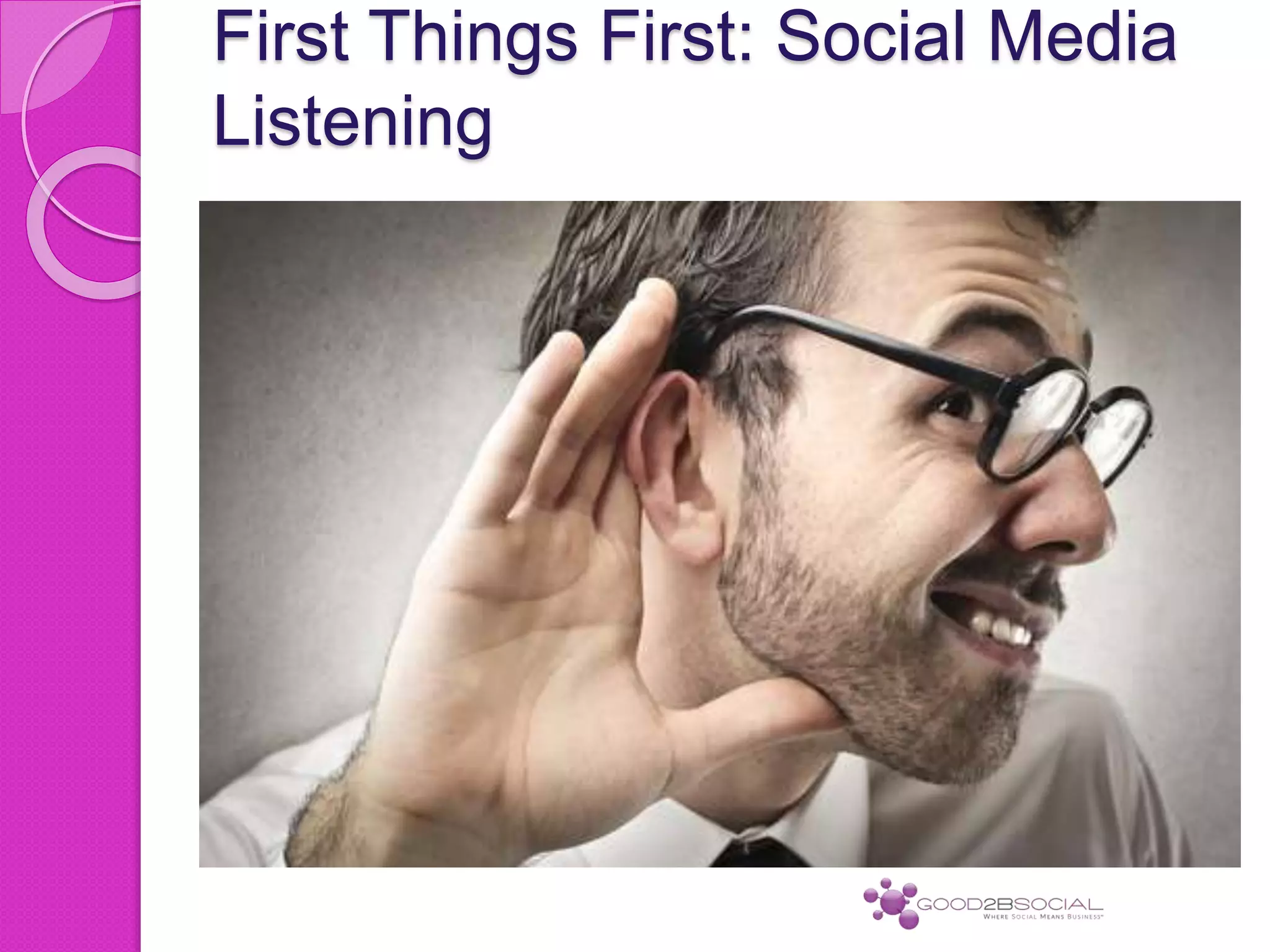 First Things First: Social Media
Listening
 
