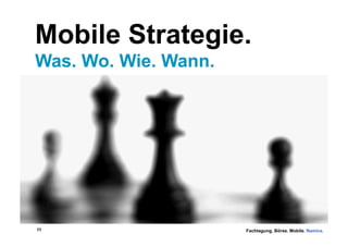 Mobile Strategie.
Was. Wo. Wie. Wann.




11                    Fachtagung. Börse. Mobile. Namics.
 