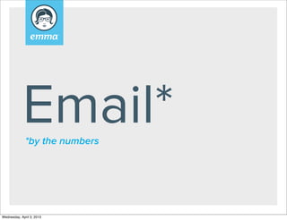 Email*
              *by the numbers




Wednesday, April 3, 2013
 