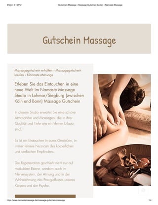 Gutschein Massage | Namaste Massage
