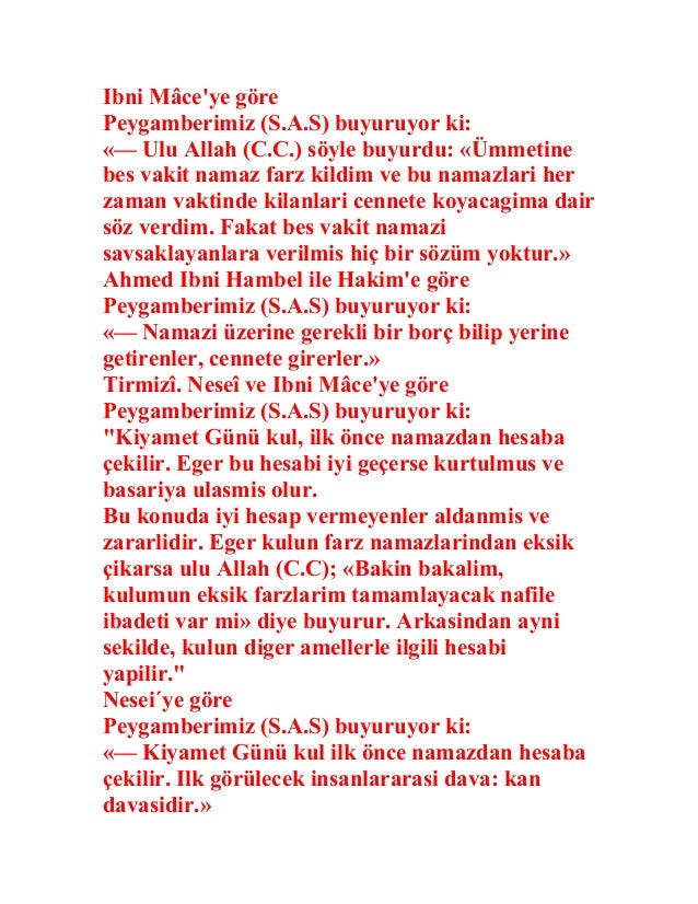 Namaz kilmayanin Hali