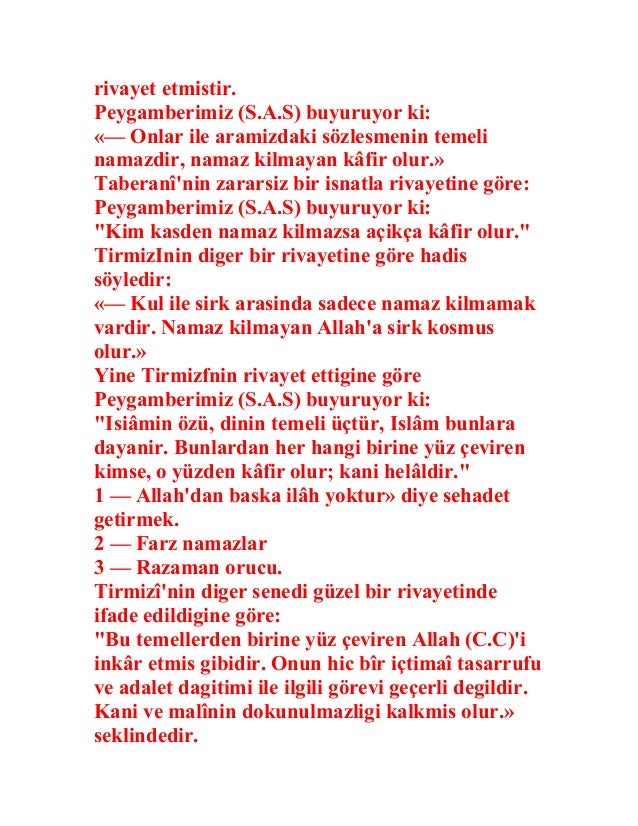 Namaz kilmayanin Hali