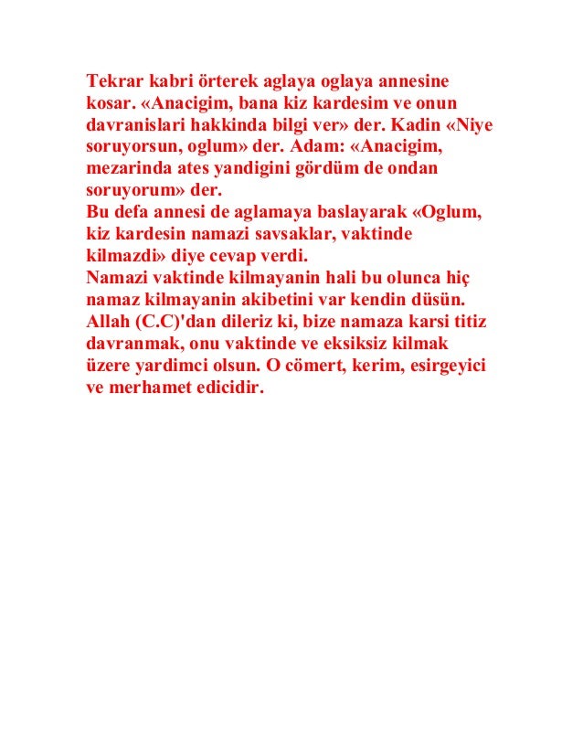 Namaz kilmayanin Hali