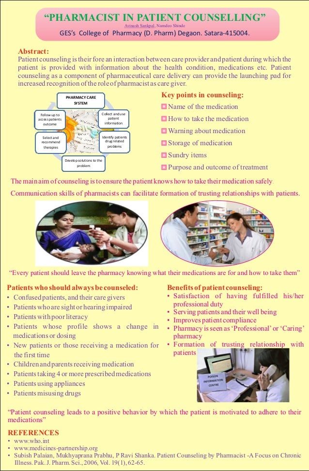 pharmacist in patient counseling drug storage condition flyers