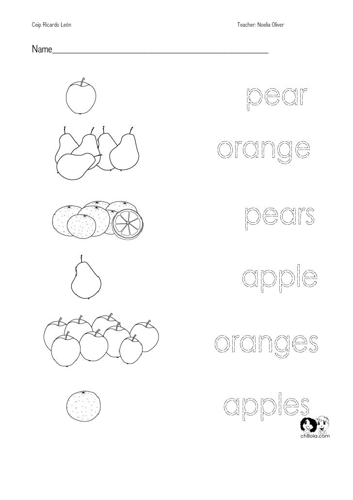 Fruits worksheet