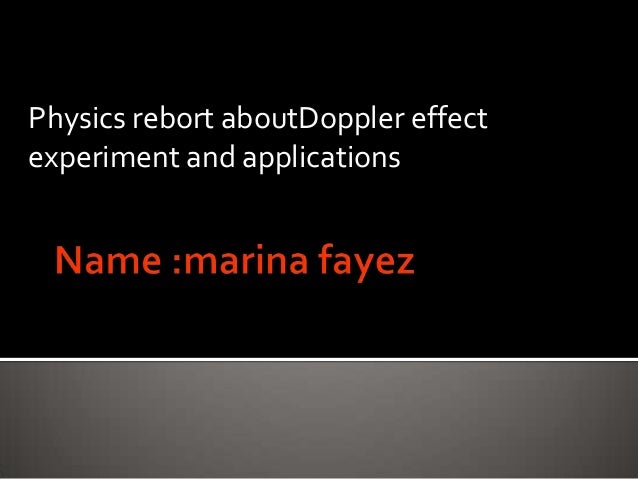 Doppler effect experiment and applications