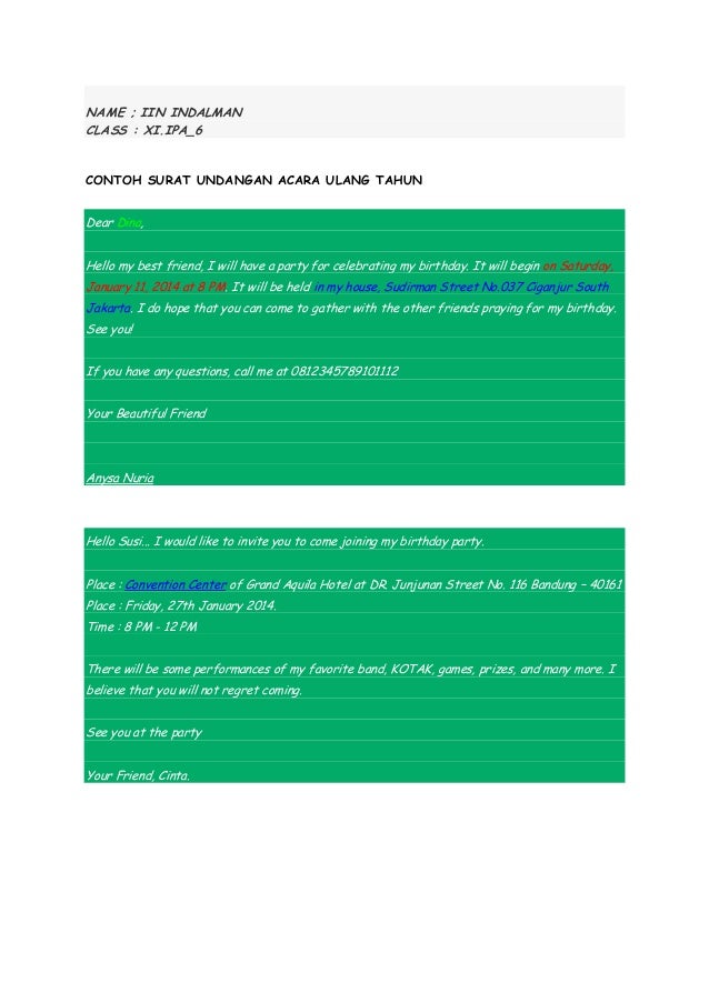 71 Contoh Surat Undangan Birthday Party Terbaik Gratis