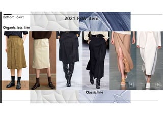 2021 F/W Item
Bottom -Skirt
Organic less line
Classic line
1 3 4
2 5
 