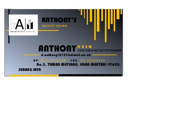 Architect Company name card of anthony architect company Architect Company name card of anthony architect company