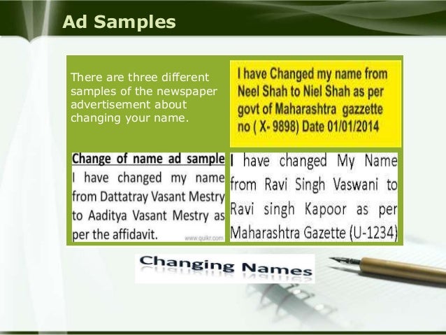 name change ad sample