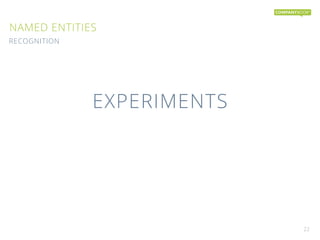 NAMED ENTITIES
22
RECOGNITION
EXPERIMENTS
 