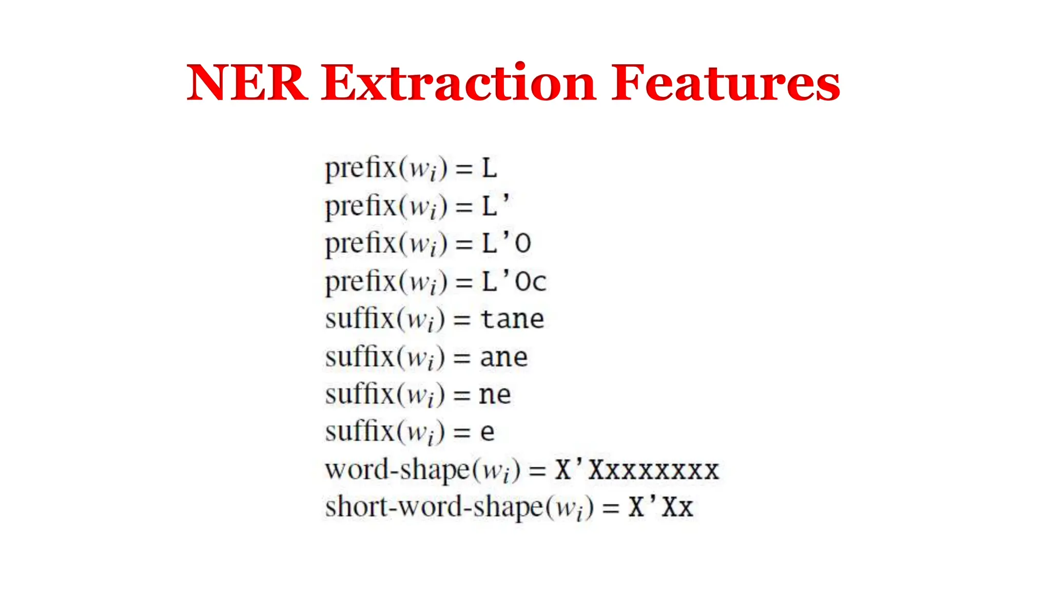 NER Extraction Features
 