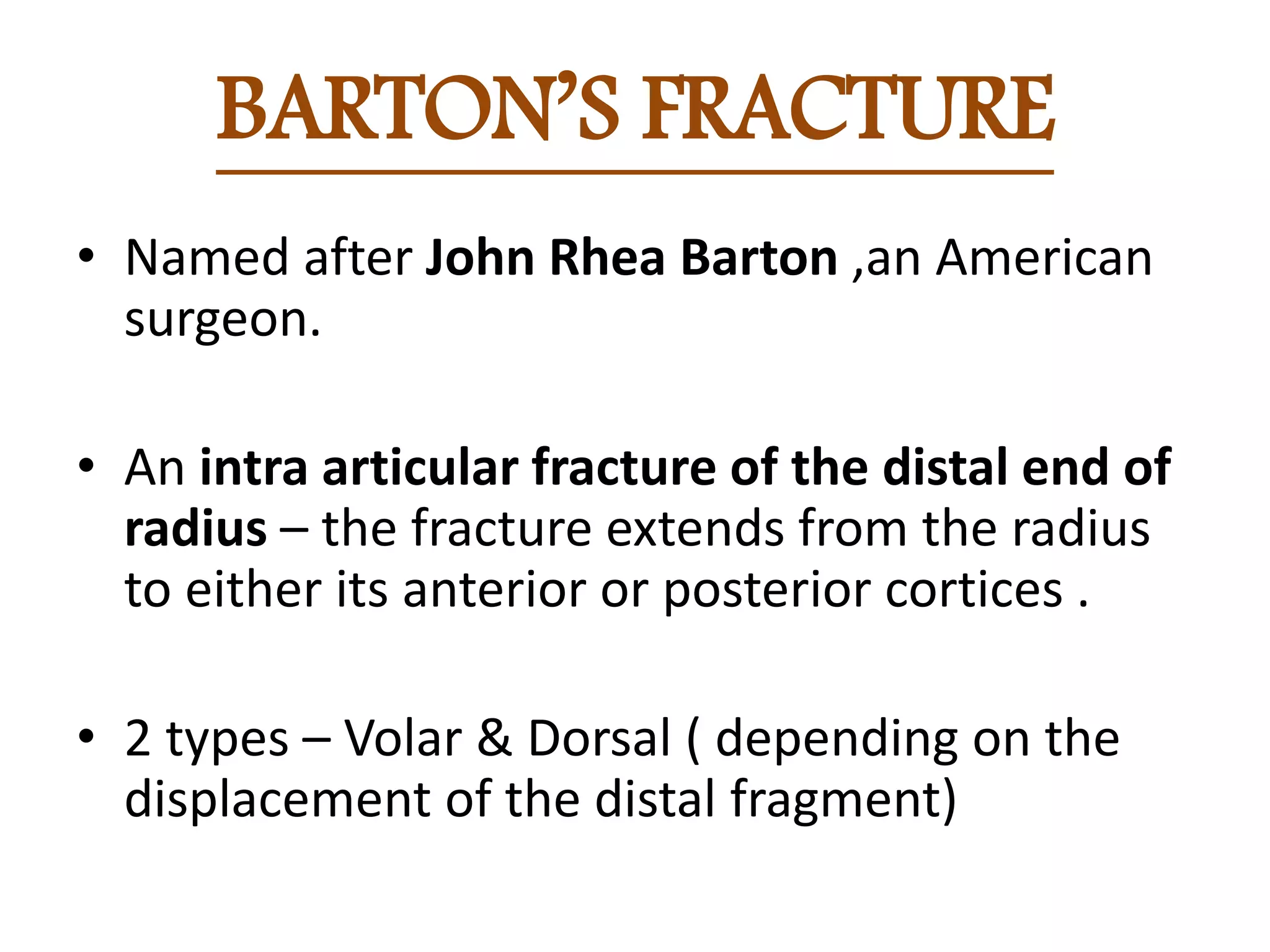 Barton Type Named fractures of forearm ,wrist &and hand | PPTX