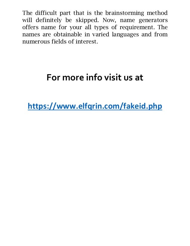 free name unique identity generator online elfqrin
