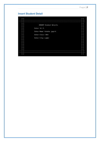 P a g e | 7
Insert Student Detail
 