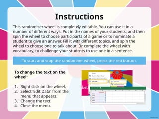 Randomizer Wheel for Class teaching hassle free and ready to use | PPTX