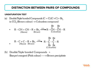 DISTINCTION BETWEEN PAIRS OF COMPOUNDS
UNSATURATION TEST
 