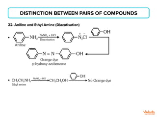 DISTINCTION BETWEEN PAIRS OF COMPOUNDS
22. Aniline and Ethyl Amine (Diazotisation)
 