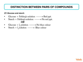 DISTINCTION BETWEEN PAIRS OF COMPOUNDS
27. Glucose and starch
 