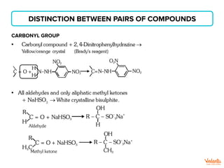 DISTINCTION BETWEEN PAIRS OF COMPOUNDS
CARBONYL GROUP
 