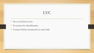 LVC
• Not an Exclusive List
• No points for identification
• Connect Points mentioned on each slide
 