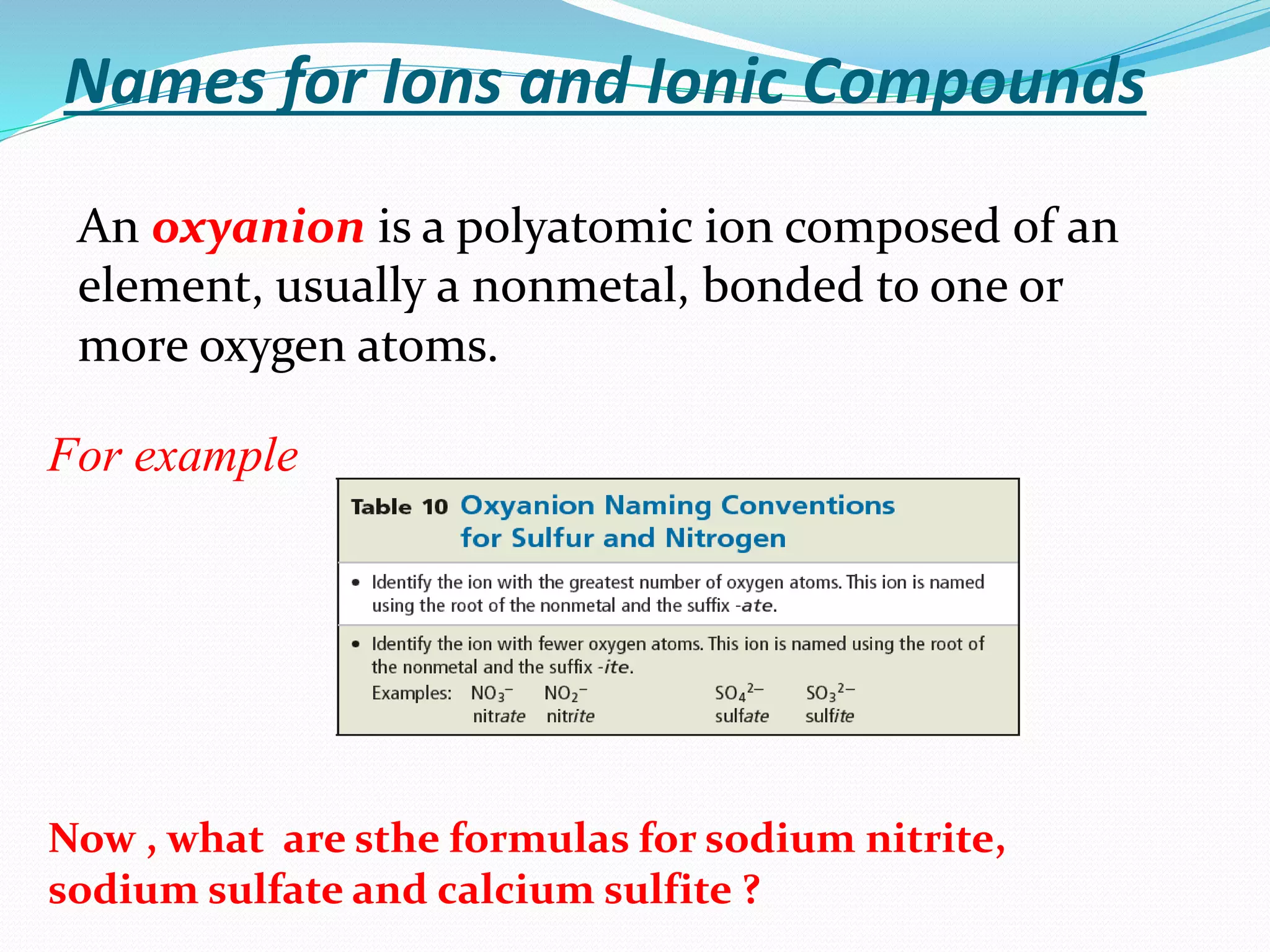Names and formulas of ionic compounds | PPTX