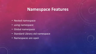 Namespace in C++ Programming Language | PPT