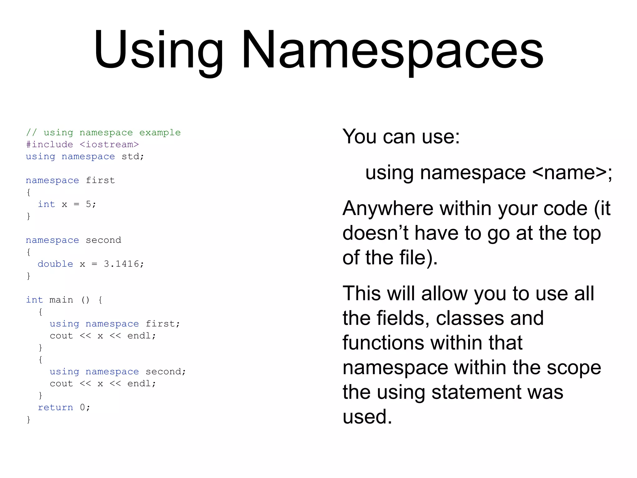 Namespaces | PPT