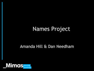Names Project

Amanda Hill & Dan Needham



          JISC Conference, 2010
 