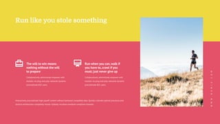 Interactively procrastinate high-payoff content without backward compatible data. Quickly cultivate optimal processes and
tactical architectures completely iterate. Globally incubate standards compliant channels.
The will to win means
nothing without the will
to prepare
Collaboratively administrate empower with
markets via plug-and-play networks dynamic
procrastinate B2C users.
Run when you can,walk if
you have to, crawl if you
must; just never give up
Collaboratively administrate empower with
markets via plug-and-play networks dynamic
procrastinate B2C users.
Run like you stole something
W
W
W
.
N
A
M
I
A
.
C
O
M
 