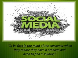 “To be first in the mind of the consumer when
they realize they have a problem and
need to find a solution”
 