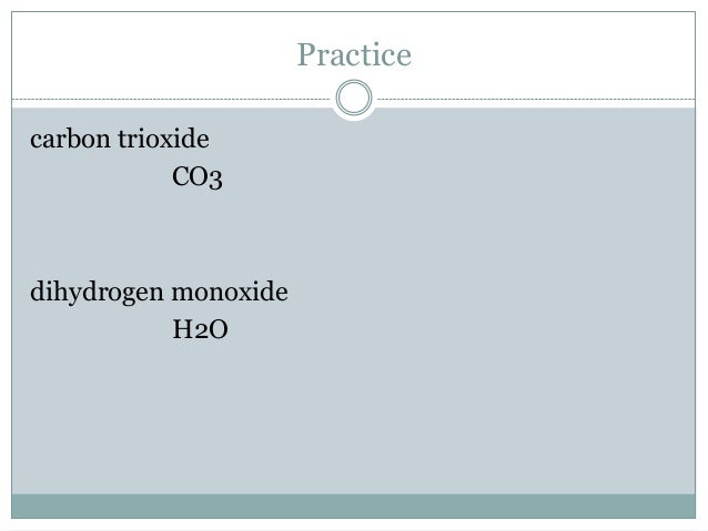 Naming and writing compounds and molecules